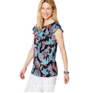 J. Jill Love Linen 100% Linen Sarasa Tropical Off Shoulder Or On Top Size M